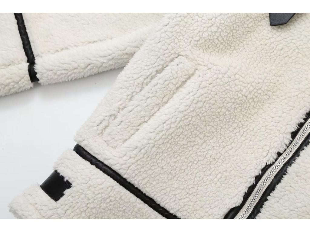 2023 Autumn Y2K Women's Lambswool Spliced One-Piece Jacket - Unique European & American Style