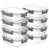 S SALIENT Heat-resistant Glass Storage Container Meal Prep Tupperware Microwave Safe Airtight Dishwasher 8-piece Set Gray