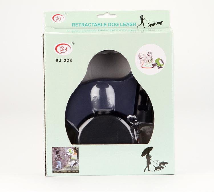 Multicolor Reflective Double Dog Leash Retractable