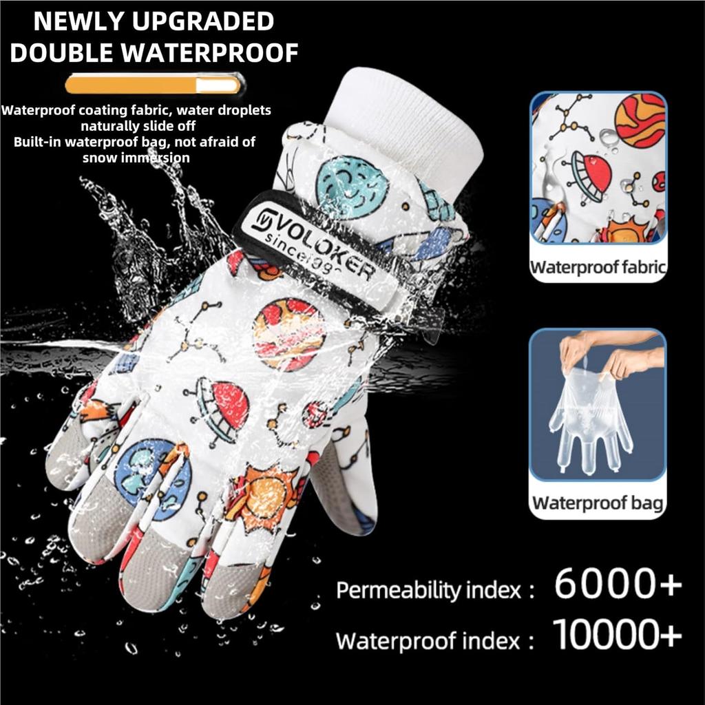 Kids Ski Gloves, Breathable Waterproof Kids Gloves Winter, Cold Weather Warm Snow Gloves for Cold Weather Outdoor Child Boys Girls