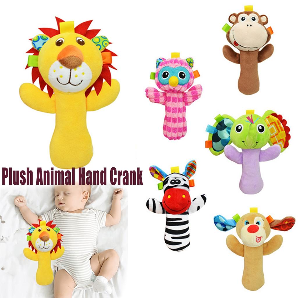 Baby Newborn Plush Doll Animal Hand Crank Hand Stick Baby Toy