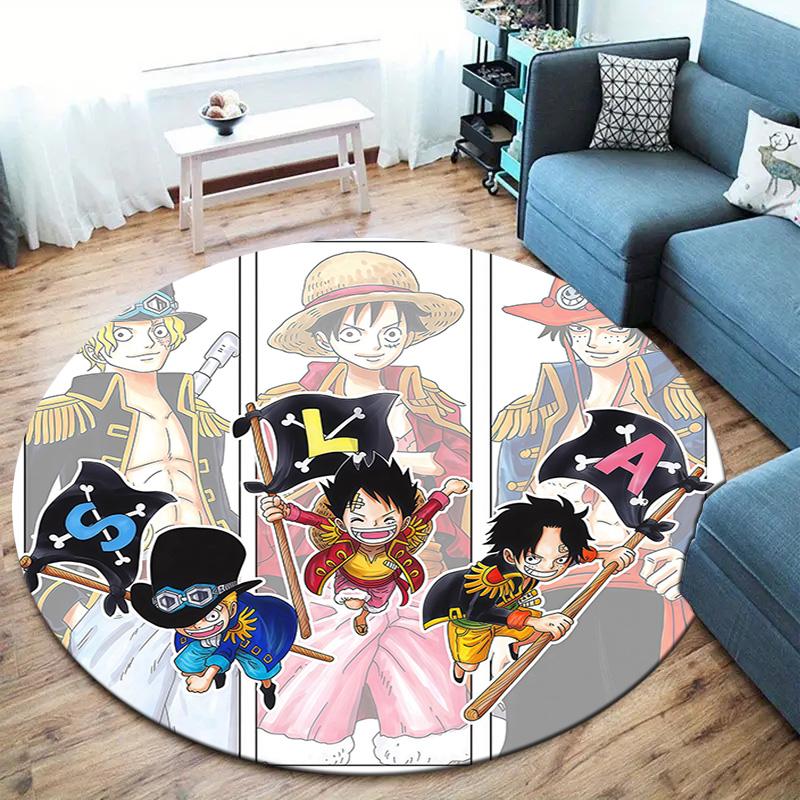 Anime One Piece Round Area Rug Carpet Rug For Living Room Bedroom Sofa Playroom Decor Nonslip Floor Mat