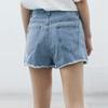 Skinny Fashionable and Versatile Light-colored Denim Shorts Female Summer Thin Section High-waisted Wide-legged Raw Edge Thin A-line Open Pants