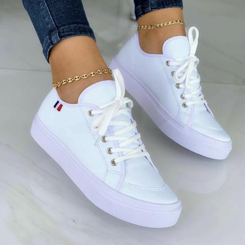 Fritidssko Dame Vulkaniserte Sko Snøresko Femme Tenis Plattform Skateboard Sko Hvite Sko For Kvinner Zapatos Mujer
