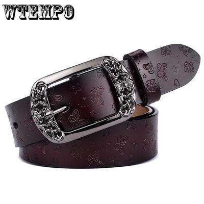 Gürtel Neue Retro Rindsleder Leder Gürtel Frauen Mode Prägung Pin Schnalle Casual Jeans Breite