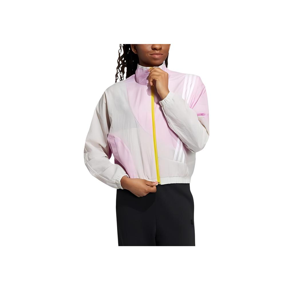 Adidas Neo Vintage Color Block Striped Sports Jacket Women Jacket Off-White Pink HF7328