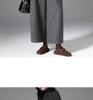 Women's High-Waisted Woolen Wide-Leg Plaid Pants with Velvet Lining for Autumn/Winter – Petite Casual Style.