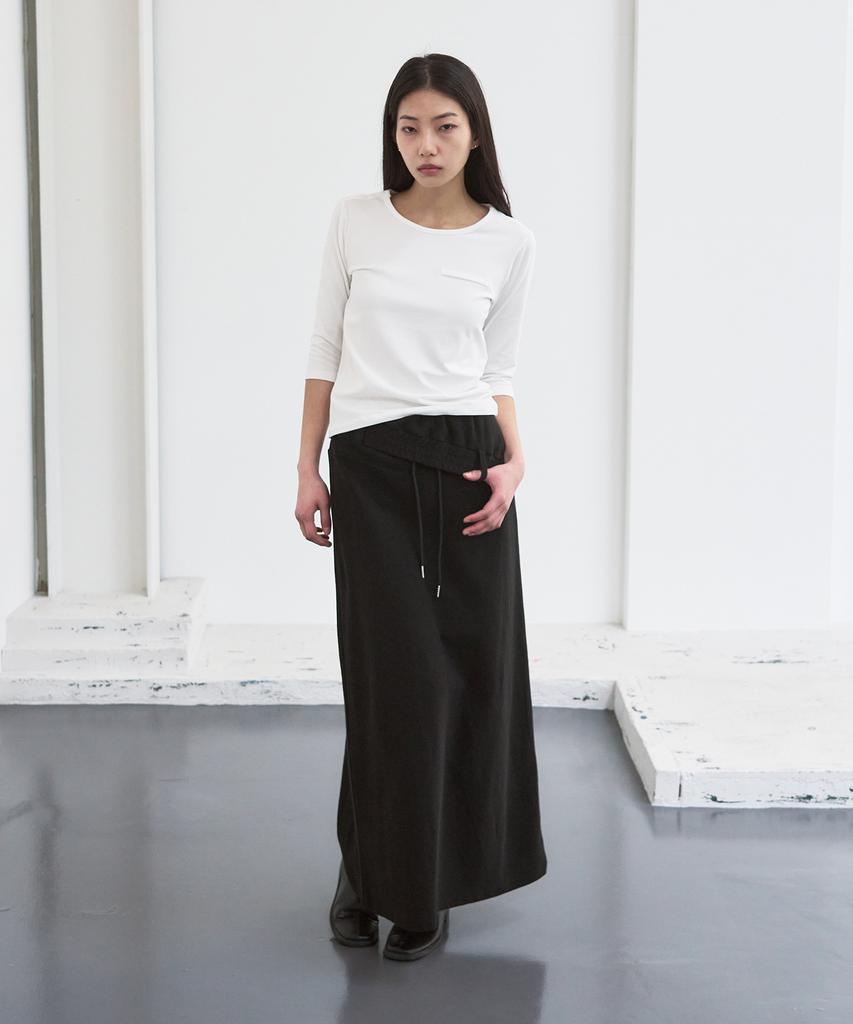 SIS A Folding Terry Long Skirt [Black]