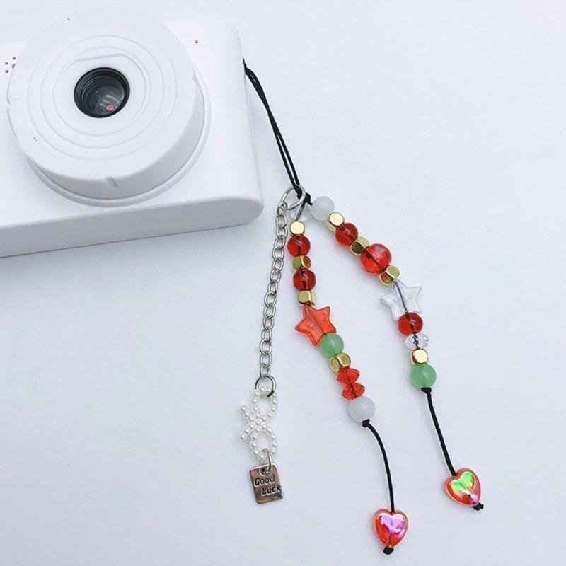Handmade Beaded Phone Lanyard Star Shape Pendant Strap Detachable Phone Chains Keyring Portable Accessory for Women