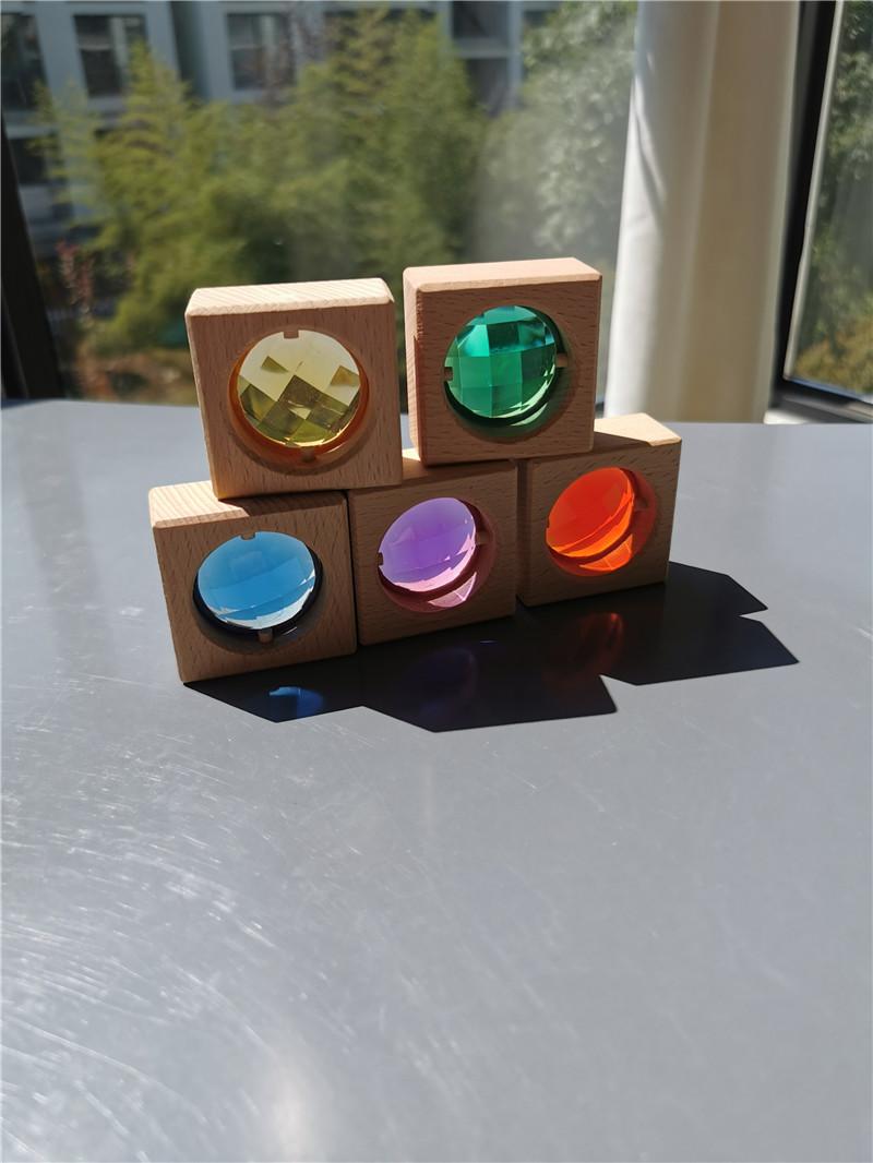 Kids Lucite Cube AcryllicCrylick Stacking Window Blocks Color Street Gems Stone  Montessori Toys M