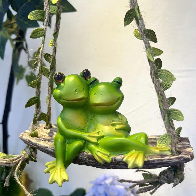 Garden Frog Statues, Hanging Frog Garden Figurines Decorations for Indoor Outdoor Yard Tree Ornaments, Hanging Swing Frog Statues for Balcony Decor 1pc зелёный