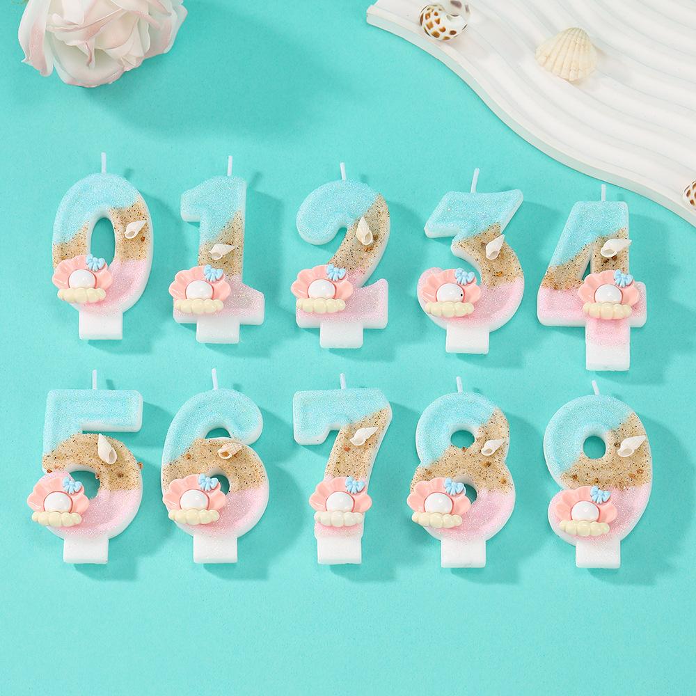 Original Birthday Candle for Girl Pink Pearl Seashell Birthday Candles Ocean Theme Decoration for Cake Party
