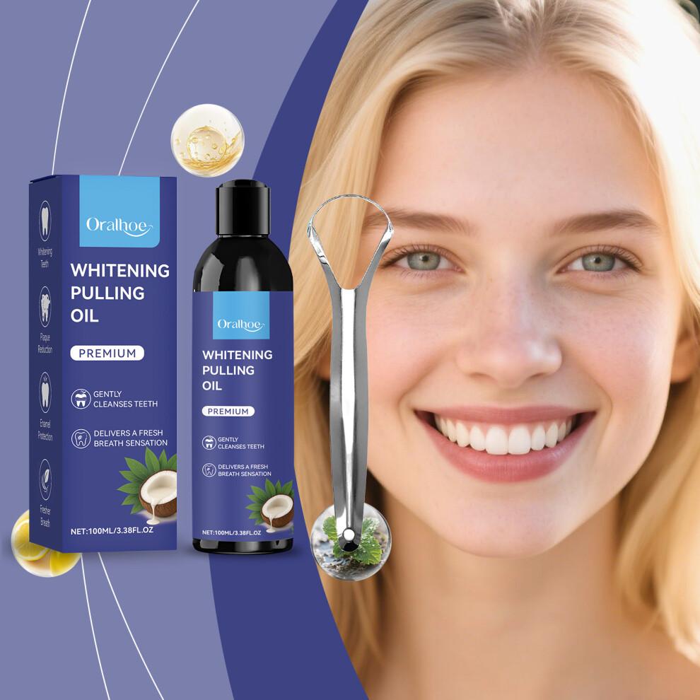 Kokosöl und Minze Mundspülung zum Ölziehen - Zungenschaber enthalten