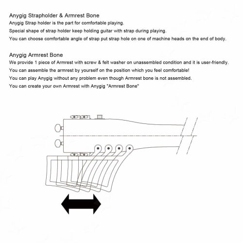 Anygig Portable Travel Electric Guitar, 82cm, 1.6kg, Cherry, 25.5" Full-Scale, Right-Handed, with Gig Bag