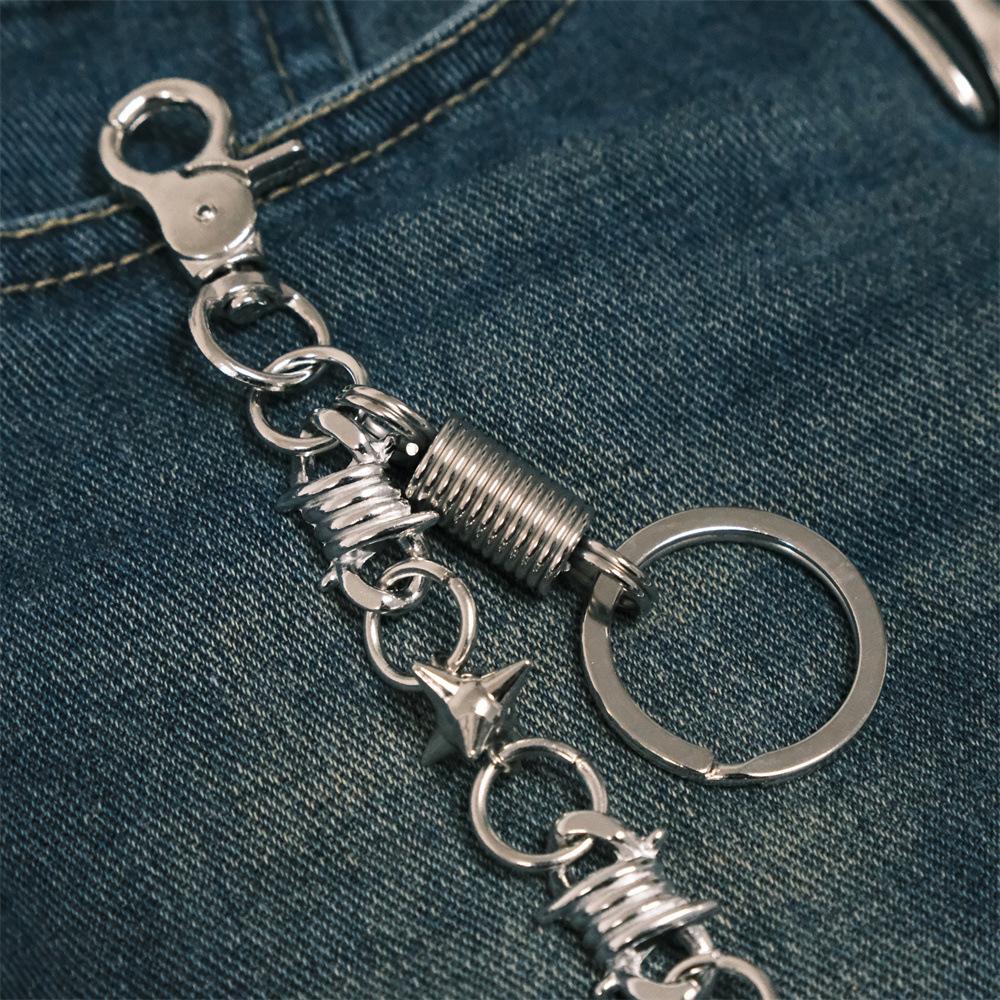 Accessories Hip Hop Single Layer Spike Metal Trouser Chain Accessories Men's and Women's Trendy Cool Waist Chain