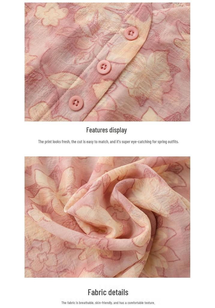 Fashionable Floral Print Blouse for Stylish Grandmas - Plus Size, Loose Fit, Summer Three-Quarter Sleeves