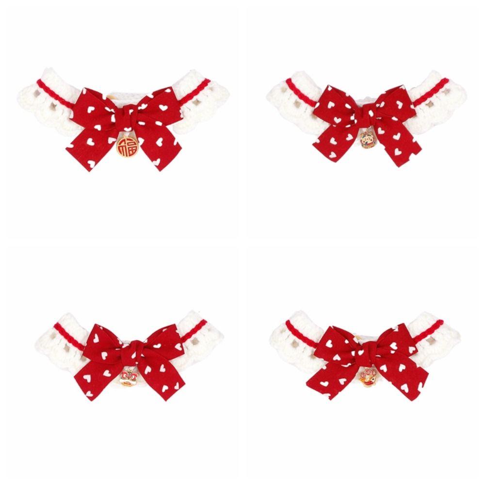 

Bow-knot Pet Collar Hand-knitted Pet Accessories Cute Cat Necklace Cat M-Style 1