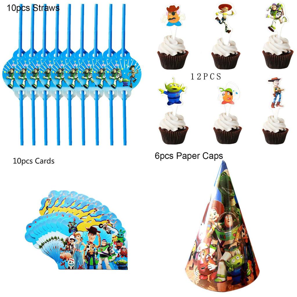 Toy Story Buzz Woody Bo Peep Geburtstagsfeierzubehör mit bunten Tellern, Bechern und Bannern für die ultimative Feier
