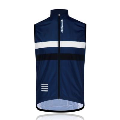 Morethan Cycling Vest Sleeveless Windbreaker for Autumn and Winter (Dark Blue/L/Men's) (Windproof/Lightweight/Reflective/With Pockets) WVP-020