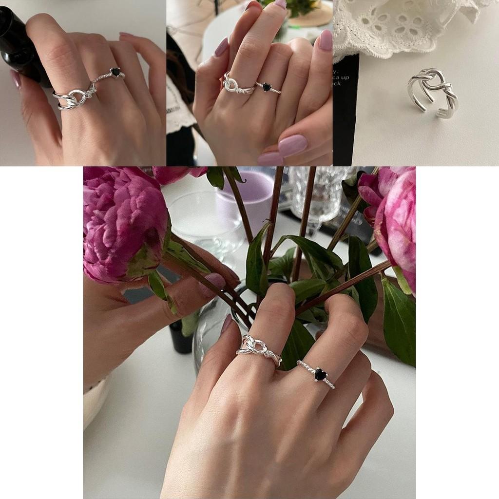 Elegant Black Heart Ring For Women Chic Minimalist Twisted Copper Open Finger Jewelry