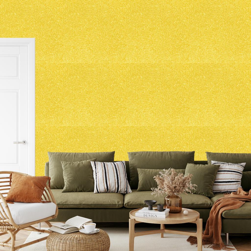 Glitter wallpaper yellow, yellow background for living room and bedroom 50x1000