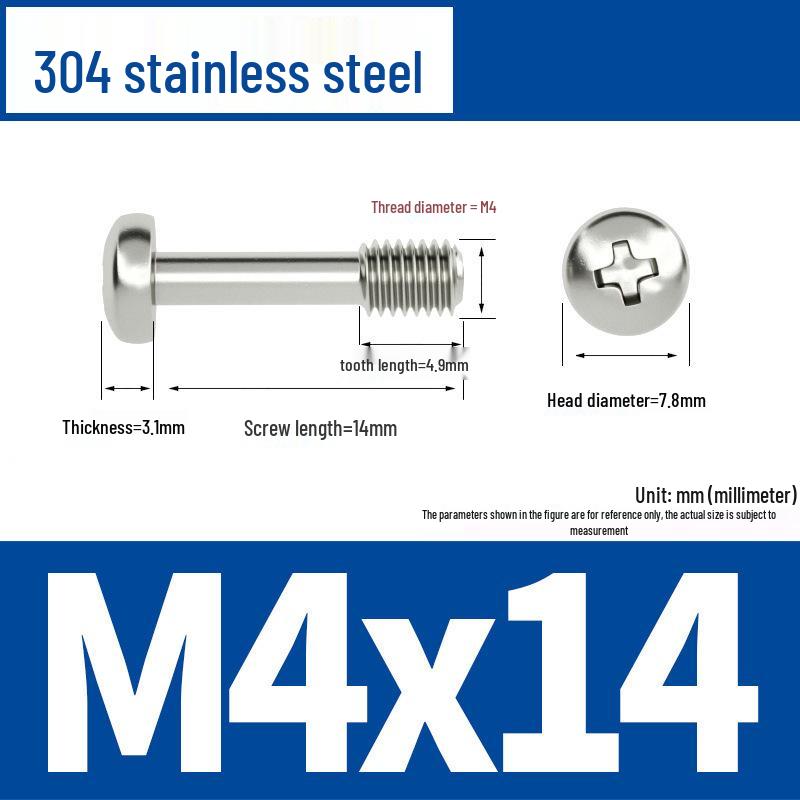 Yigu 304 Stainless Steel Phillips Round Head Captive Screws - M2/M3/M4 Half Thread Pan Head Machine Screws