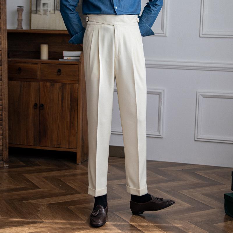 Vielseitige Herren-Gerade Hosen Lässige Hosen Lang Hohe Taille Neu Herbst und Winter Italienisch Britisch Neapel