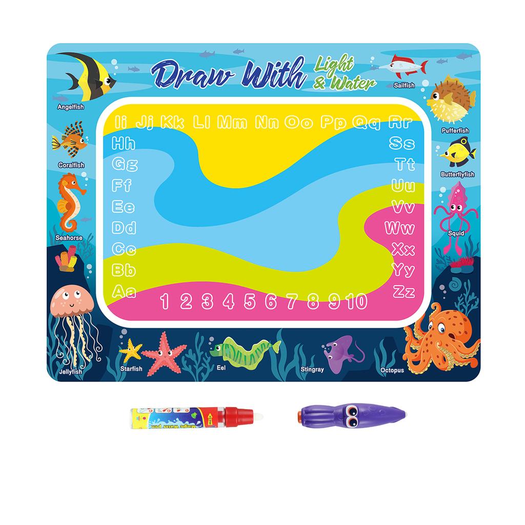 Luminous Water Drawing Mat Water Doodle Mat Colorful Graffiti With Pens Set Montessori Toys Educational Toys for Kids Gifts
