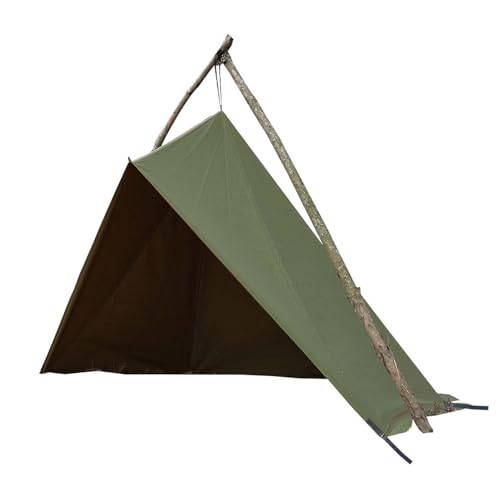 YAJIN CRAFT Tipi-Style Tent, Green, One-Pole Tent, TC Tent with One-Pole Skirt, Solo Camping, Easy Setup, Military Tent