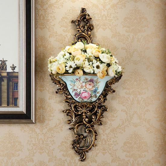 European Wall-Mounted Vase: Creative Resin Ornament for Retro Home Decor