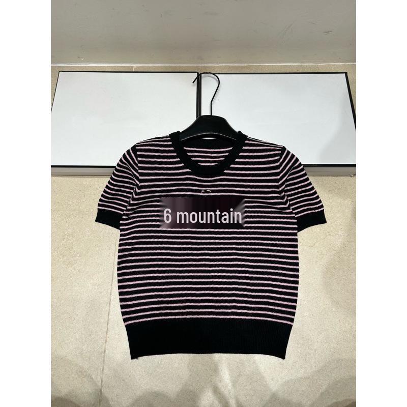 2026 Women's Summer Signature Stripe Knit Top – Casual, Versatile, Age-Reducing, Round Neck, Short Sleeve