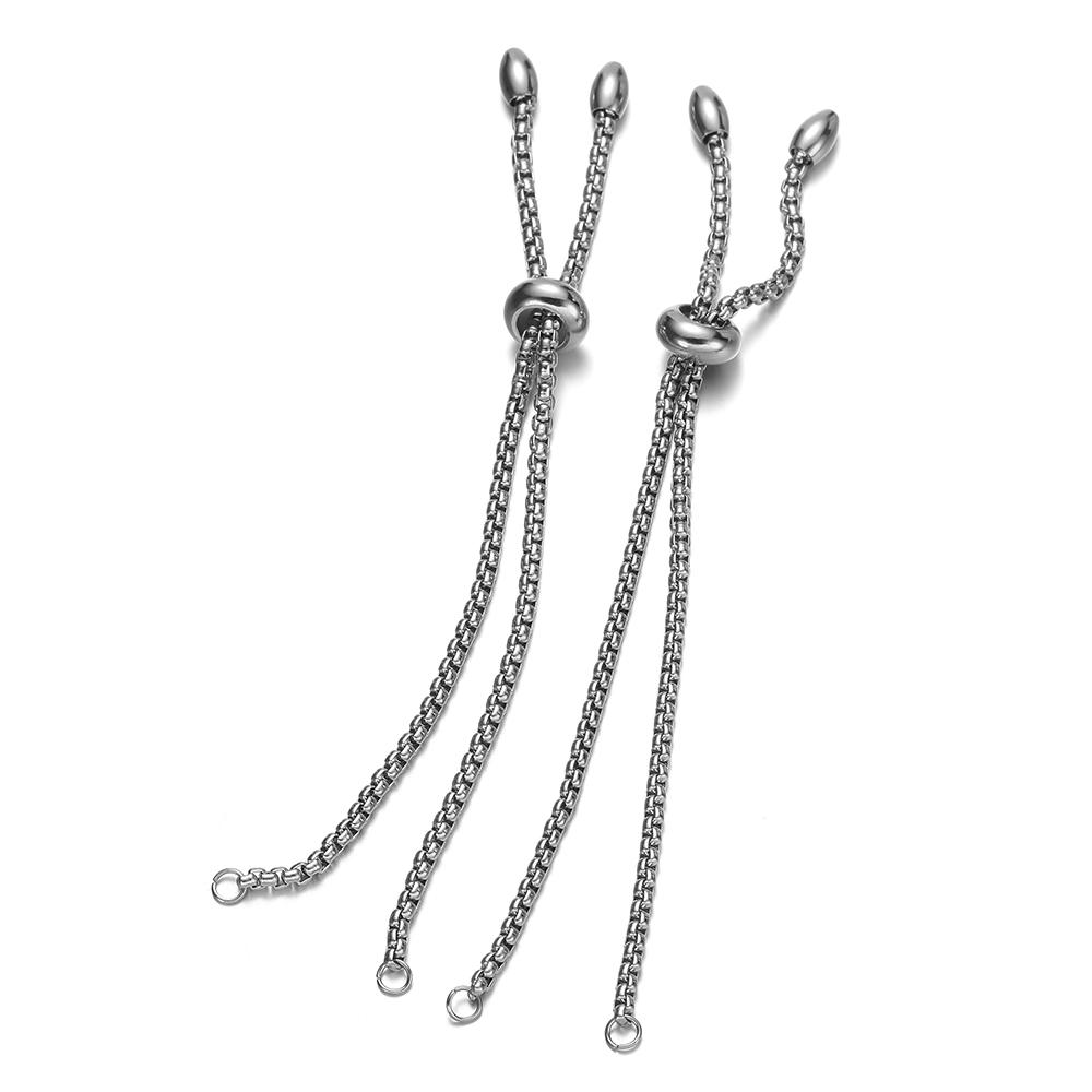 3pcs Stainless Steel Box Chain Adjustable Bracelet Connectors for DIY Bracelets Charms Accessories Jewelry Making Findings