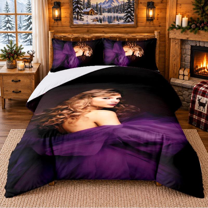 Taylor Swift Pattern Bedding 3Pcs Set Bed Sheet And Pillowcases For Indoor Bedroom