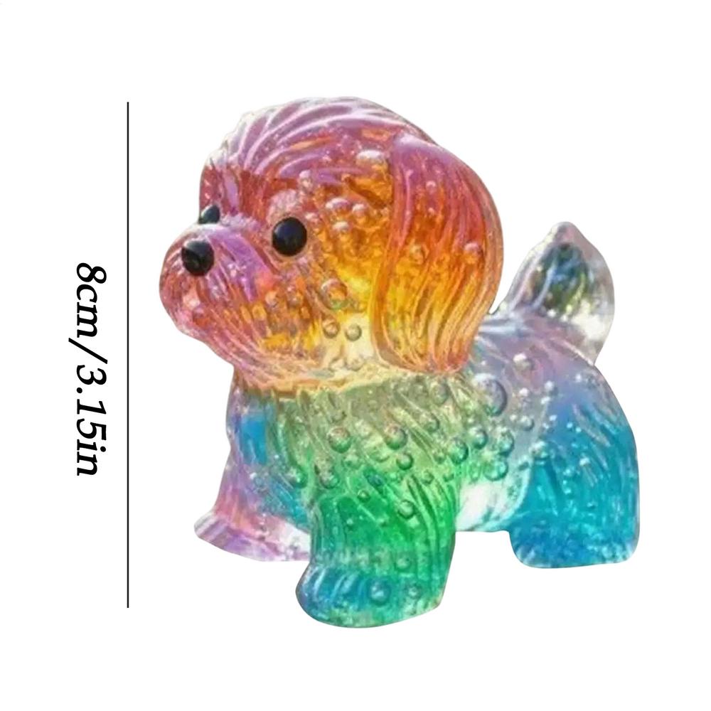 Dog Figurine Cute Rainbow Modern Art Ornament Small Dog Decor For Home For Indoor Outdoor Table Desk Garden Bedroom Office Yard