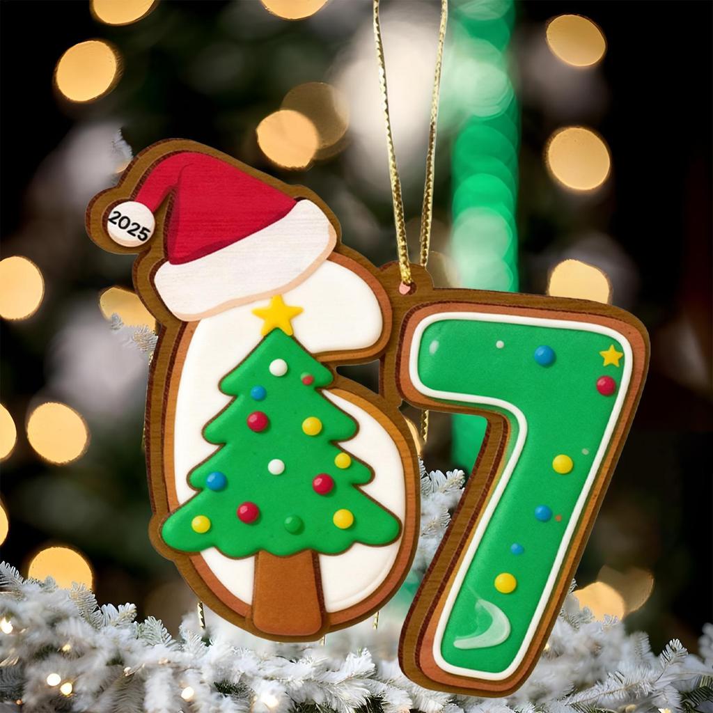 67 Style Christmas Trees Ornament 2D Flat Acrylic Funny Reusable Christmas Decor 67 Meme Pendant Holiday Decorations Hanging