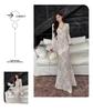 Lace Splice Deep V-Neck Mermaid Long Dress