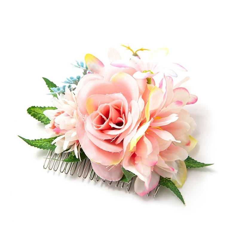 Bohemia Brides Wedding Flower Hair Comb Hairpin Bridesmaid Headdress Hair Combs Hair Accessories For Women Girls Floral Hairpins
