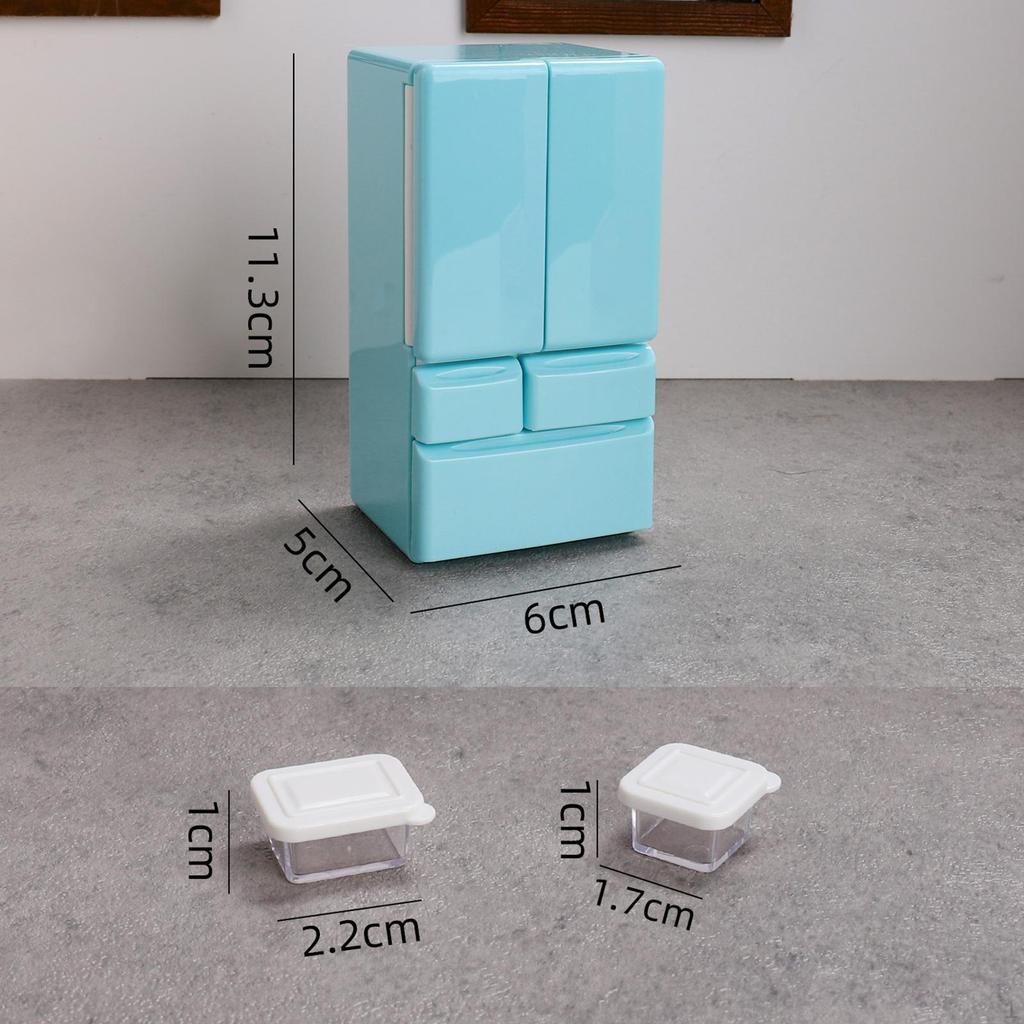 1/12 Freezer Refrigerator Dollhouse Furniture Ornaments with Tweezers Toy for Furnishings Decoration