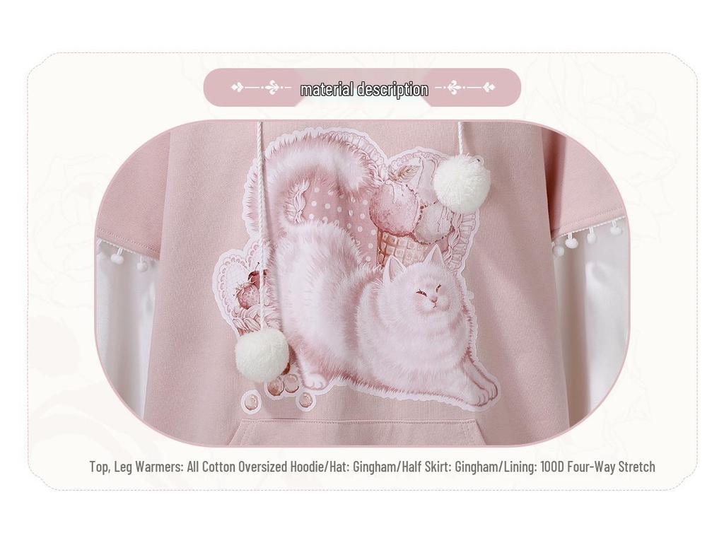 Bear Doujiang Lolita Cat Top & Skirt Set - Cute Daily Outfit for Girls