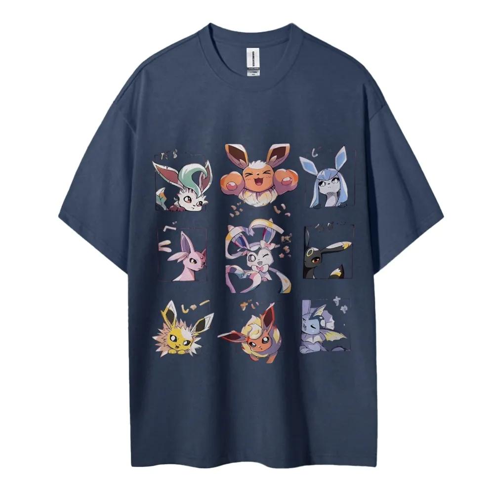 New Pokemon Pikachu Printed Shortsleeved Tshirts for Men Women Adults and Children Pure Cotton Roundneck Loose Top