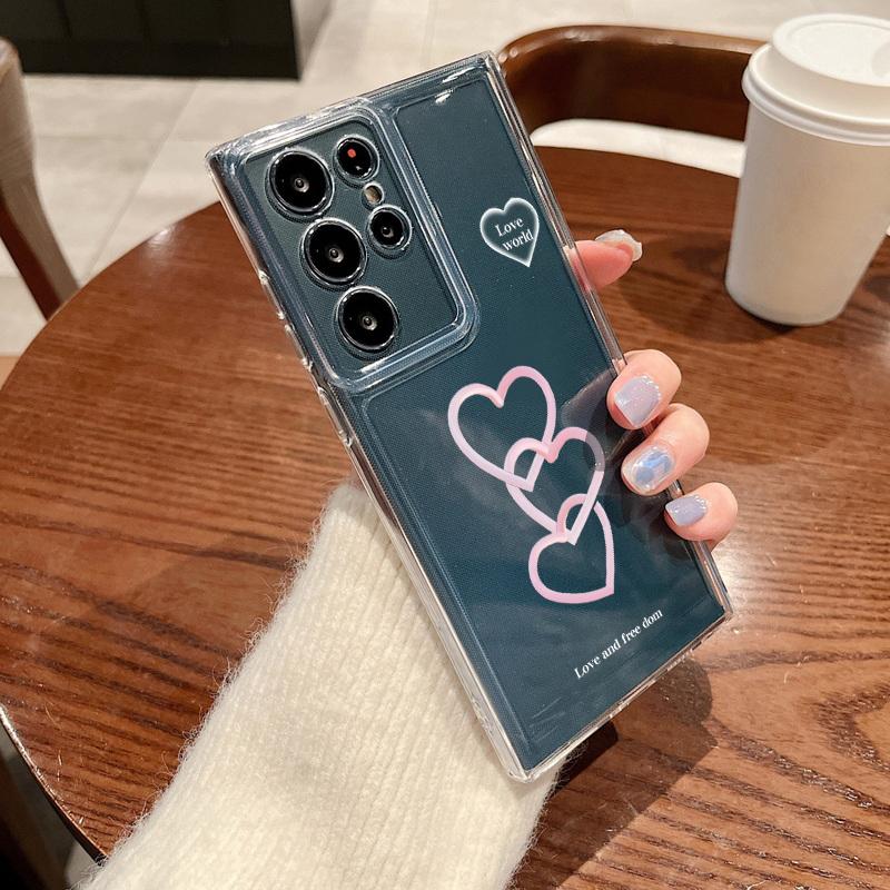 Love Heart Print Case For Samsung Galaxy S26 S25 S24 Ultra S23 S25 FE A57 A17 A37 A16 A56 A55 A15 A35 A36 Soft TPU Phone Cover