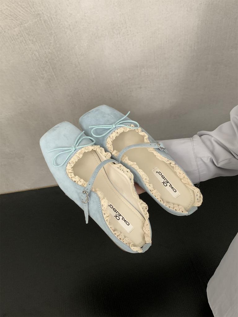 Mode Printemps 2025 Mode Boucle Dames Ballerines Mules Chaussures Féminines Nœud Papillon Chaussures Plates Peu Profondes pour Femmes Mary Janes Chaussures à Enfiler