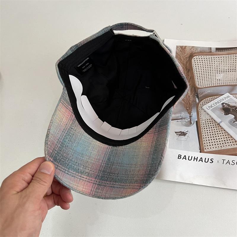 Classic Plaid Gradual Change Cap Children's Fashion Retro Street Style Casual Versatile Blue Baseball Cap