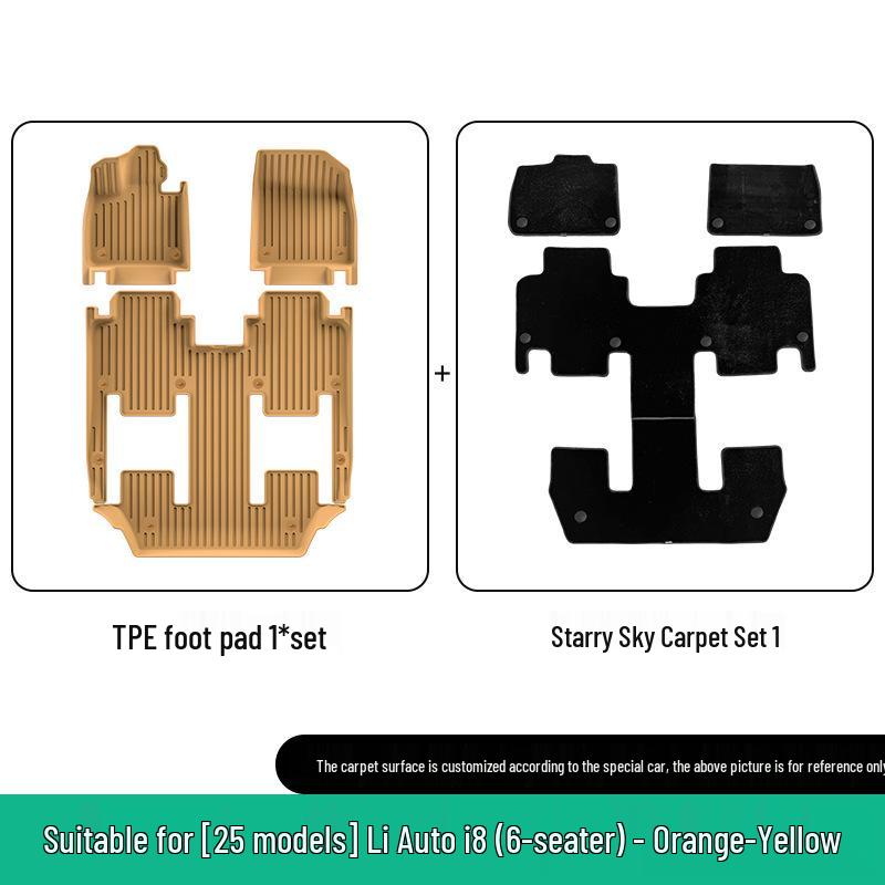 Ideal I8 Car Floor Mat Set: Compatible with 25 Models - Includes TPE Floor, Trunk, and Seat Back Mats.