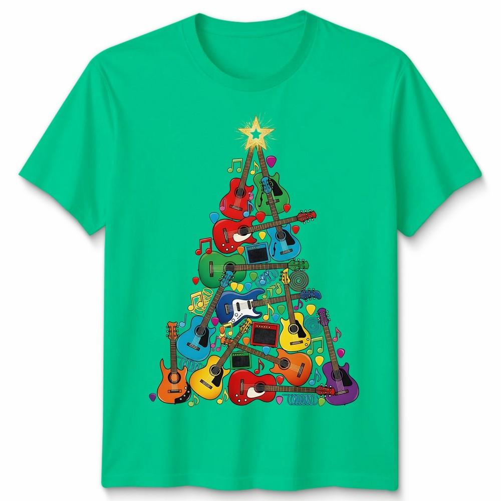 Guitar Christmas Tree Holidays Unisexs TShirt Unisexs Tee Graphic Unisex Music S