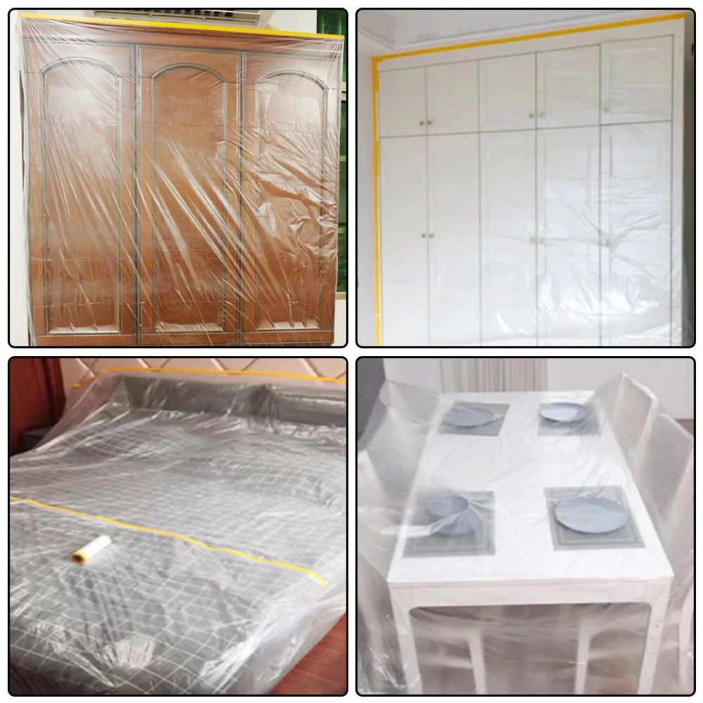 Home Cars and Auto Body Tape and Drape Masking Film Paint Adhesive Protective Film Roll for Covering Skirting Frames