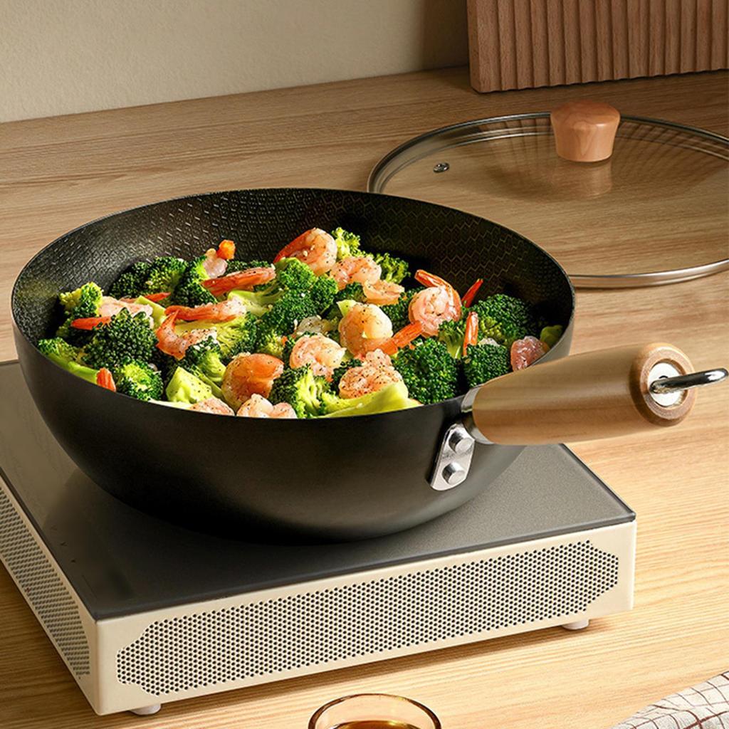 Iron Stir Fry Pan Induction Cooker Kitchen Cookware Household No Coating Nonstick