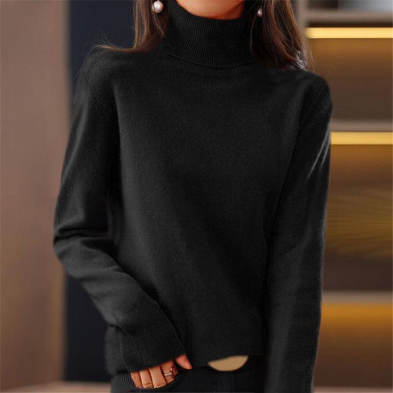 

Tooxika осень и зима новый женский однотонный свитер с высоким воротником и длинными рукавами, толстый низ свитера XL