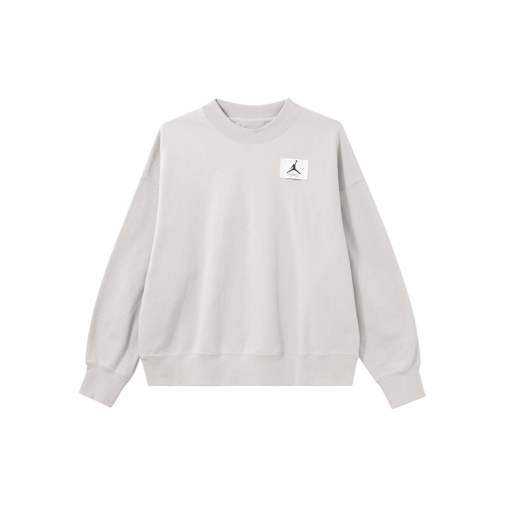 Jordan Essentials Fleece Crew Loose Pullover Sweatshirt Women Tops Light-Iron-Ore DM5190-012