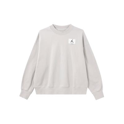 Essentials Fleece Crew Loose Pullover Sweatshirt Women Tops Light-Iron-Ore DM5190-012